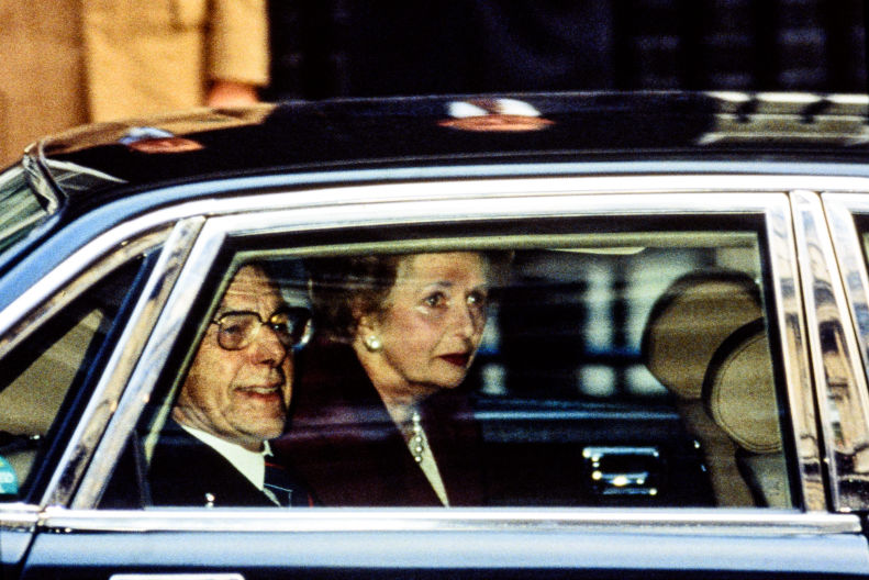 Margaret Thatcher leaves Downing Street for last time